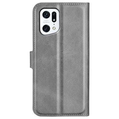 For Oppo Find X5 Anti-scratch Textured PU Leather Wallet Phone Case Adjustable Stand Flip Phone Cover