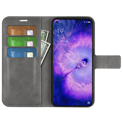 For Oppo Find X5 Anti-scratch Textured PU Leather Wallet Phone Case Adjustable Stand Flip Phone Cover