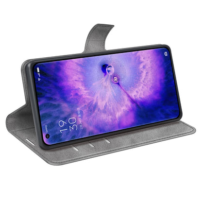 For Oppo Find X5 Anti-scratch Textured PU Leather Wallet Phone Case Adjustable Stand Flip Phone Cover