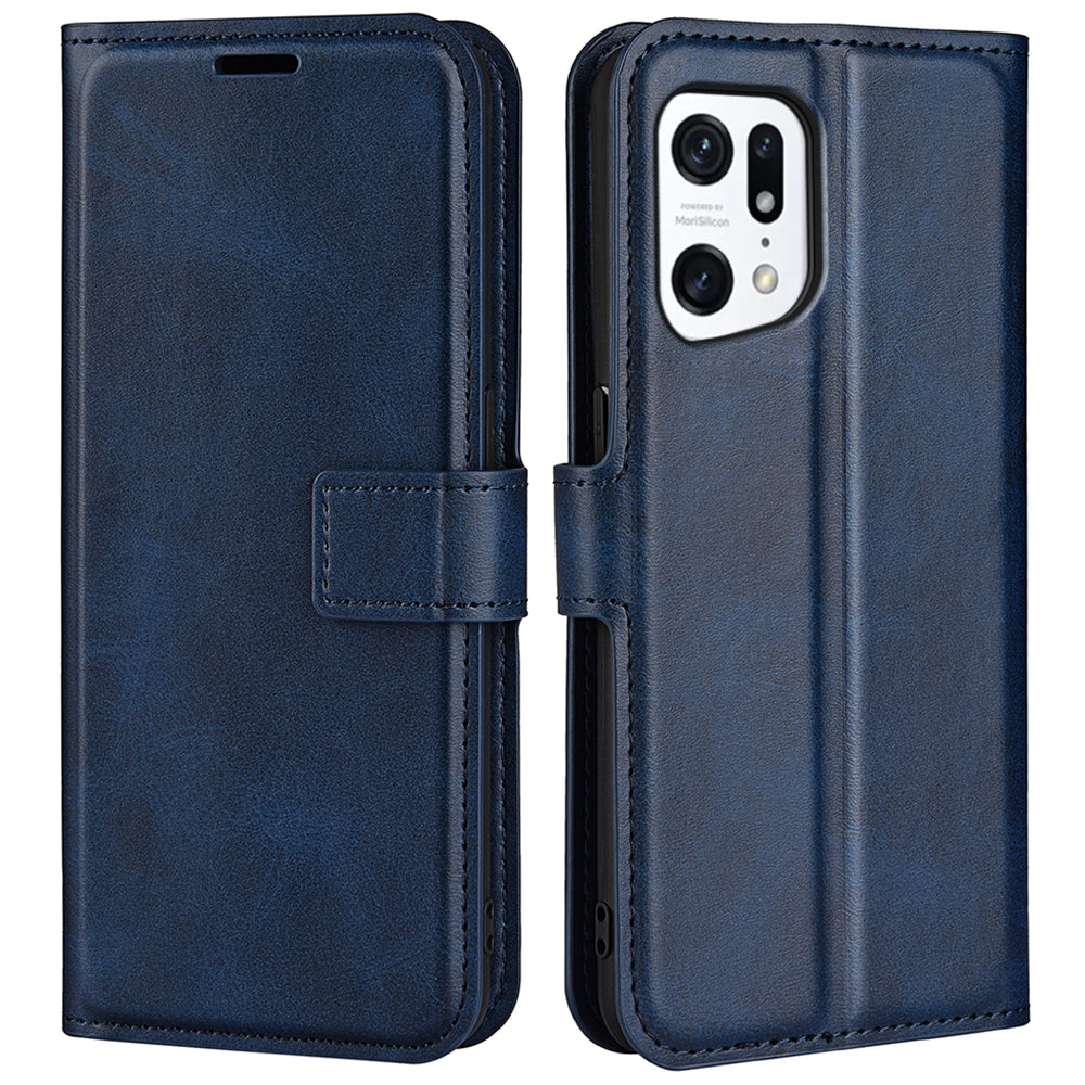 For Oppo Find X5 Anti-scratch Textured PU Leather Wallet Phone Case Adjustable Stand Flip Phone Cover