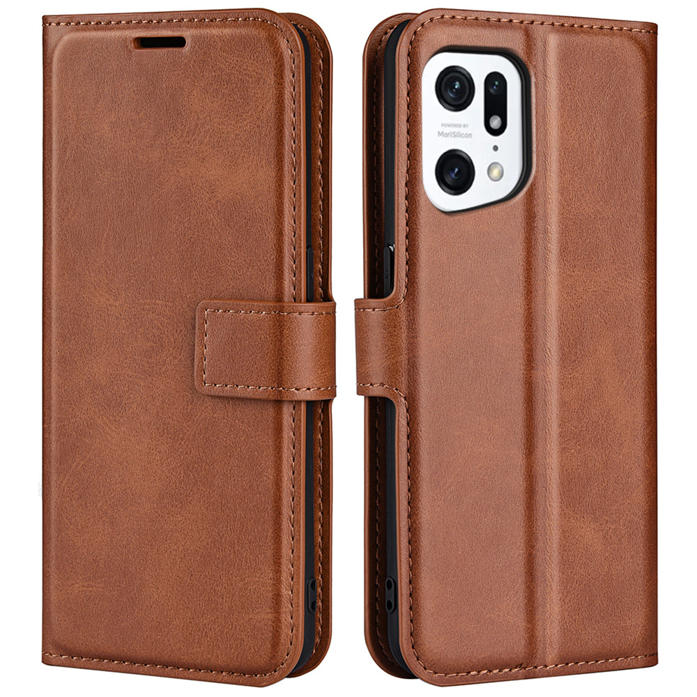 For Oppo Find X5 Anti-scratch Textured PU Leather Wallet Phone Case Adjustable Stand Flip Phone Cover