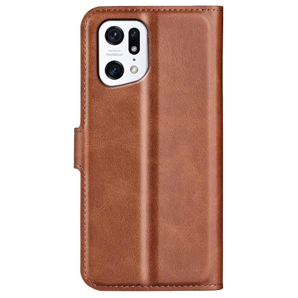 For Oppo Find X5 Anti-scratch Textured PU Leather Wallet Phone Case Adjustable Stand Flip Phone Cover