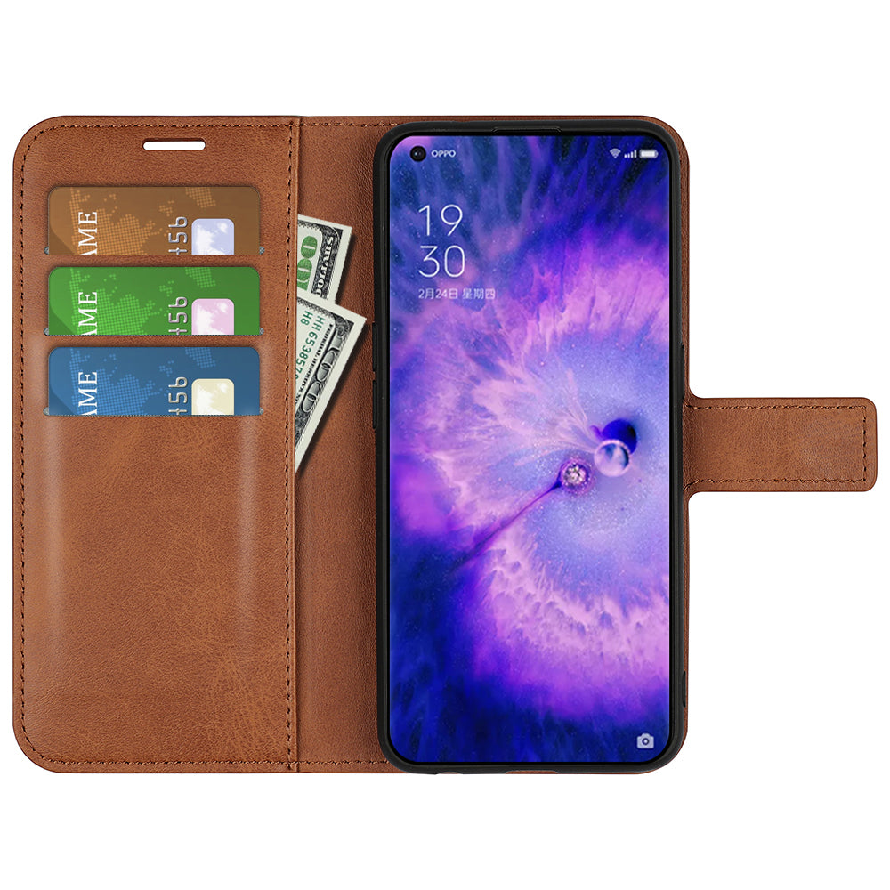 For Oppo Find X5 Anti-scratch Textured PU Leather Wallet Phone Case Adjustable Stand Flip Phone Cover