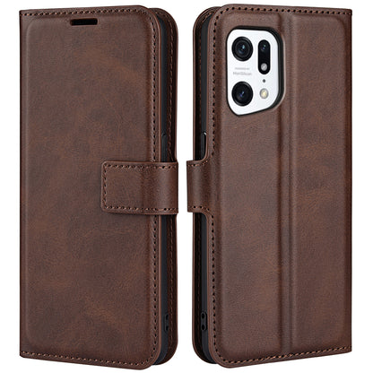 For Oppo Find X5 Anti-scratch Textured PU Leather Wallet Phone Case Adjustable Stand Flip Phone Cover