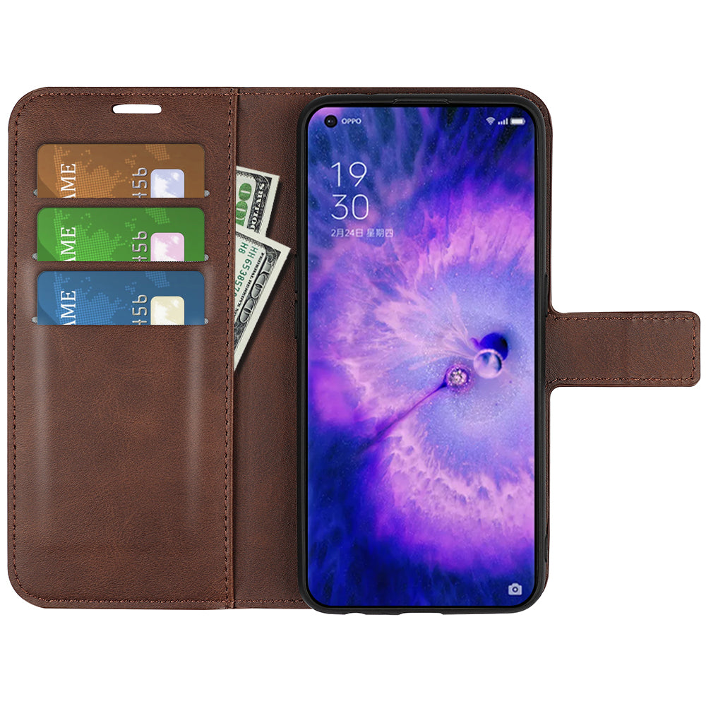 For Oppo Find X5 Anti-scratch Textured PU Leather Wallet Phone Case Adjustable Stand Flip Phone Cover