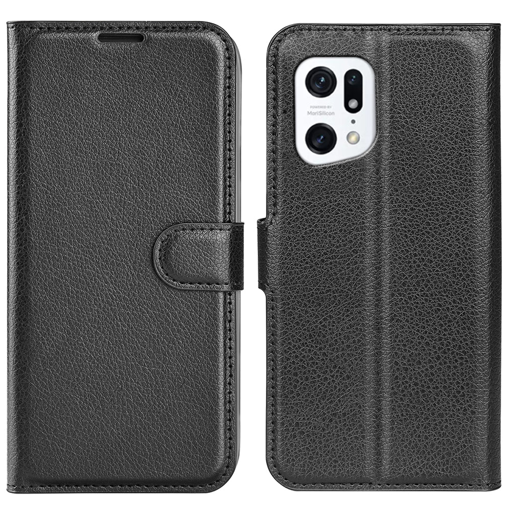 PU Leather Smartphone Cover Bag for Oppo Find X5, Wallet Anti-scratch Litchi Texture Phone Stand Function Dustproof Case