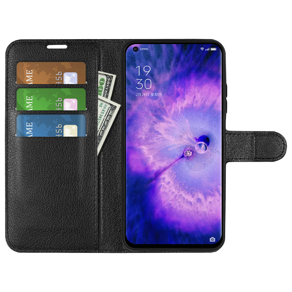 PU Leather Smartphone Cover Bag for Oppo Find X5, Wallet Anti-scratch Litchi Texture Phone Stand Function Dustproof Case