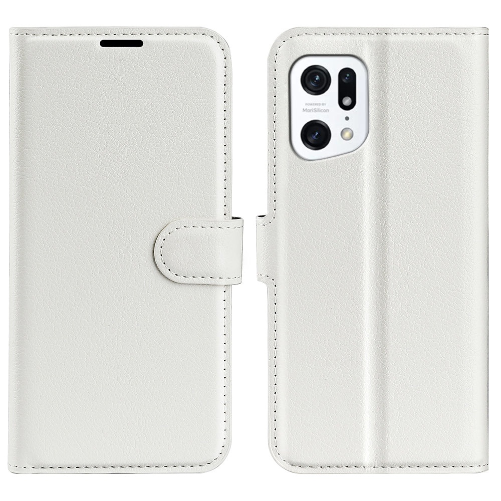 PU Leather Smartphone Cover Bag for Oppo Find X5, Wallet Anti-scratch Litchi Texture Phone Stand Function Dustproof Case