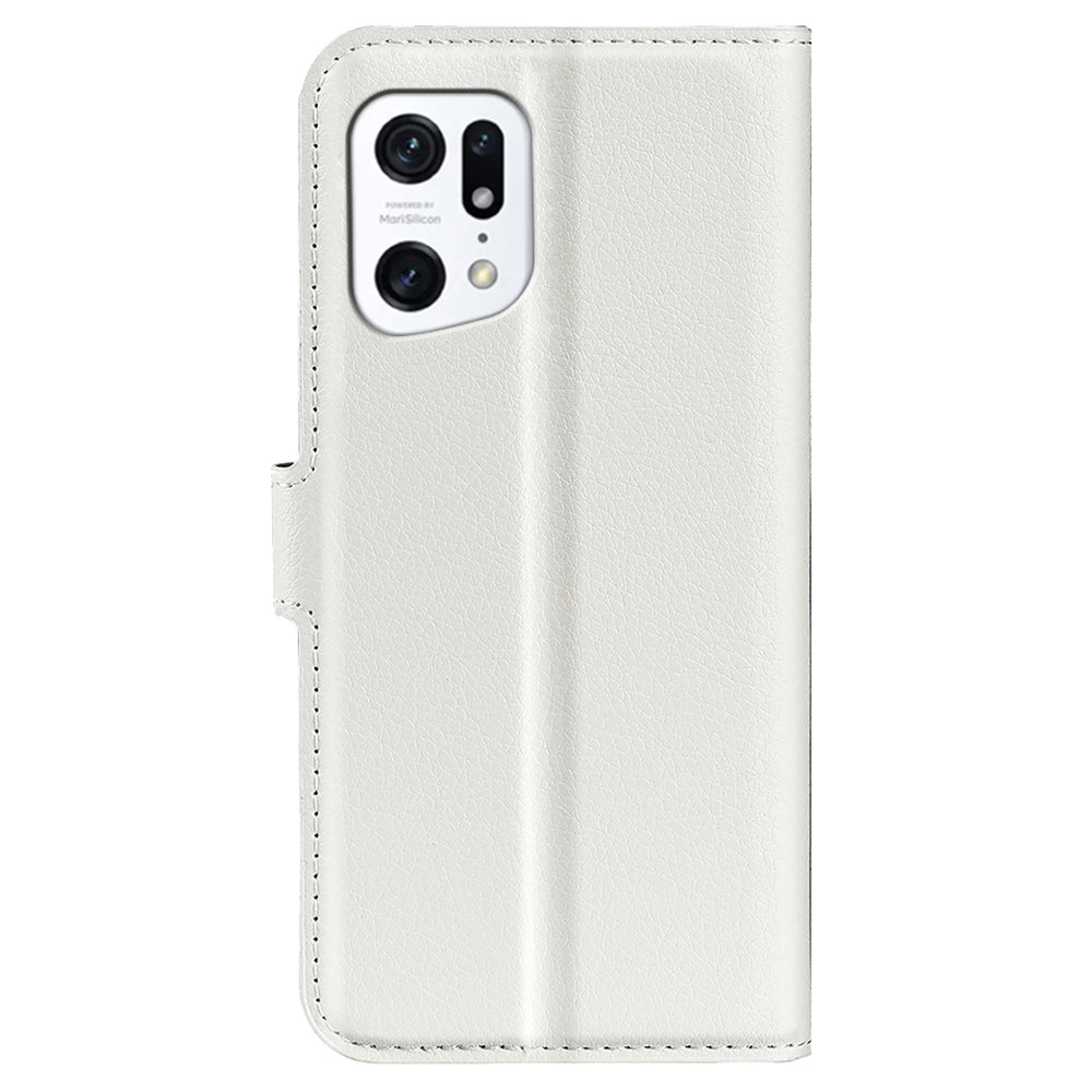 PU Leather Smartphone Cover Bag for Oppo Find X5, Wallet Anti-scratch Litchi Texture Phone Stand Function Dustproof Case