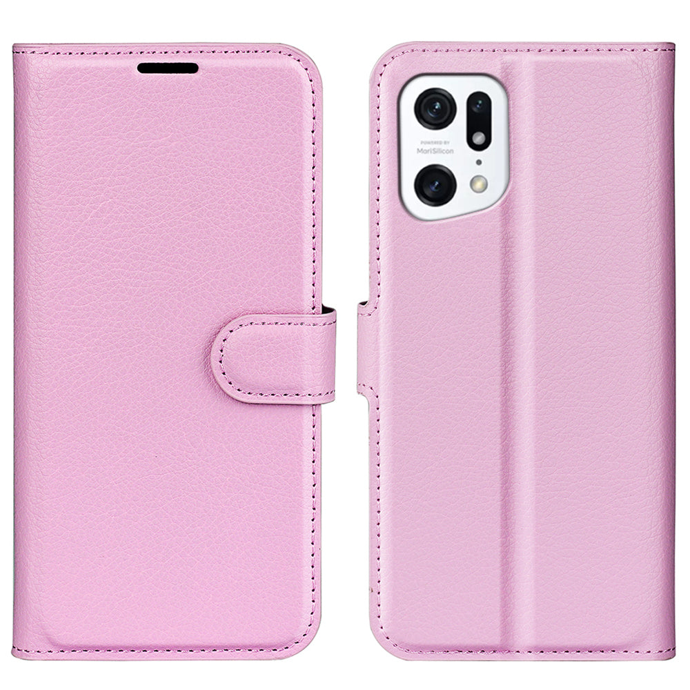 PU Leather Smartphone Cover Bag for Oppo Find X5, Wallet Anti-scratch Litchi Texture Phone Stand Function Dustproof Case