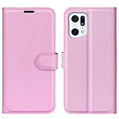 PU Leather Smartphone Cover Bag for Oppo Find X5, Wallet Anti-scratch Litchi Texture Phone Stand Function Dustproof Case