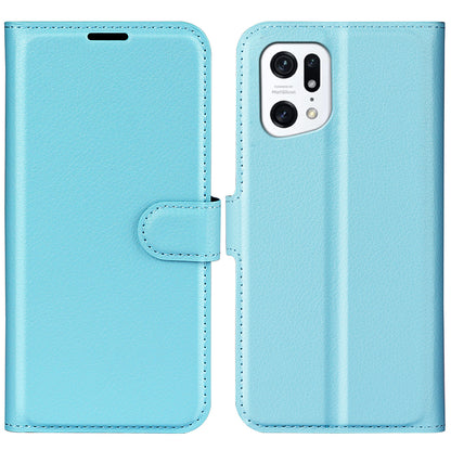 PU Leather Smartphone Cover Bag for Oppo Find X5, Wallet Anti-scratch Litchi Texture Phone Stand Function Dustproof Case