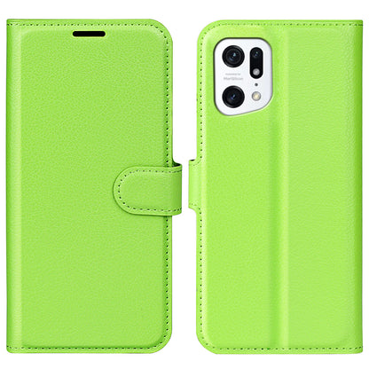 PU Leather Smartphone Cover Bag for Oppo Find X5, Wallet Anti-scratch Litchi Texture Phone Stand Function Dustproof Case