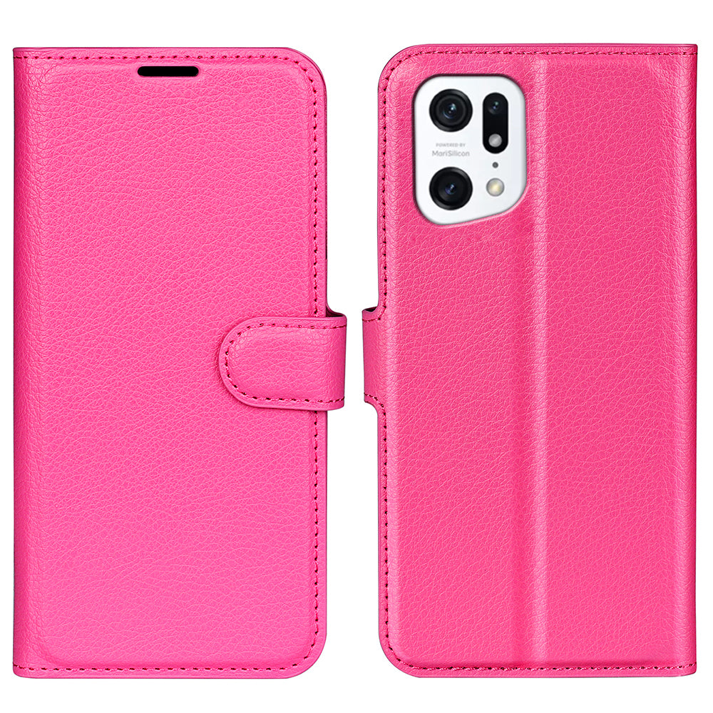 PU Leather Smartphone Cover Bag for Oppo Find X5, Wallet Anti-scratch Litchi Texture Phone Stand Function Dustproof Case