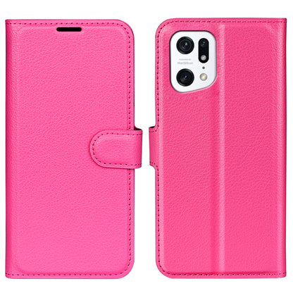 PU Leather Smartphone Cover Bag for Oppo Find X5, Wallet Anti-scratch Litchi Texture Phone Stand Function Dustproof Case