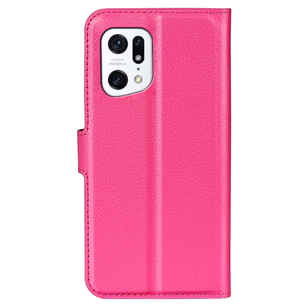 PU Leather Smartphone Cover Bag for Oppo Find X5, Wallet Anti-scratch Litchi Texture Phone Stand Function Dustproof Case