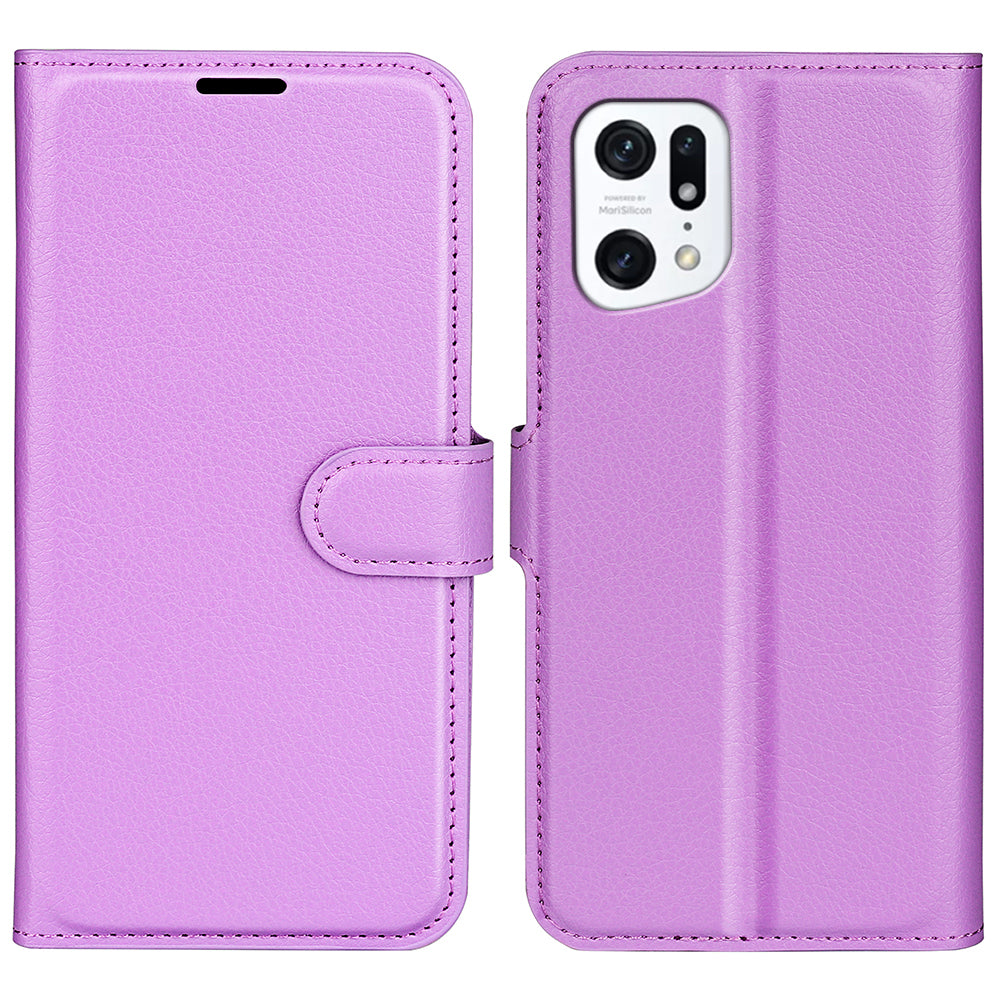 PU Leather Smartphone Cover Bag for Oppo Find X5, Wallet Anti-scratch Litchi Texture Phone Stand Function Dustproof Case