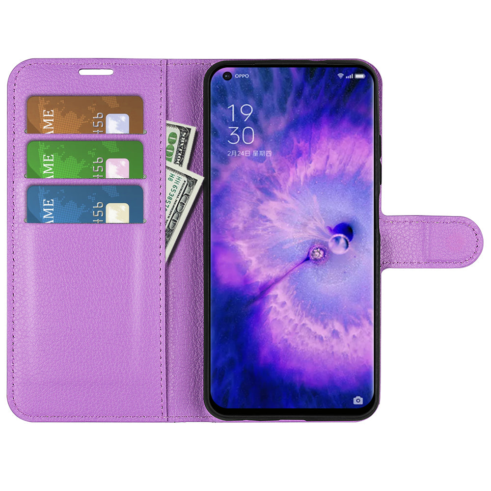 PU Leather Smartphone Cover Bag for Oppo Find X5, Wallet Anti-scratch Litchi Texture Phone Stand Function Dustproof Case