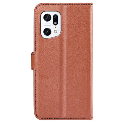 PU Leather Smartphone Cover Bag for Oppo Find X5, Wallet Anti-scratch Litchi Texture Phone Stand Function Dustproof Case