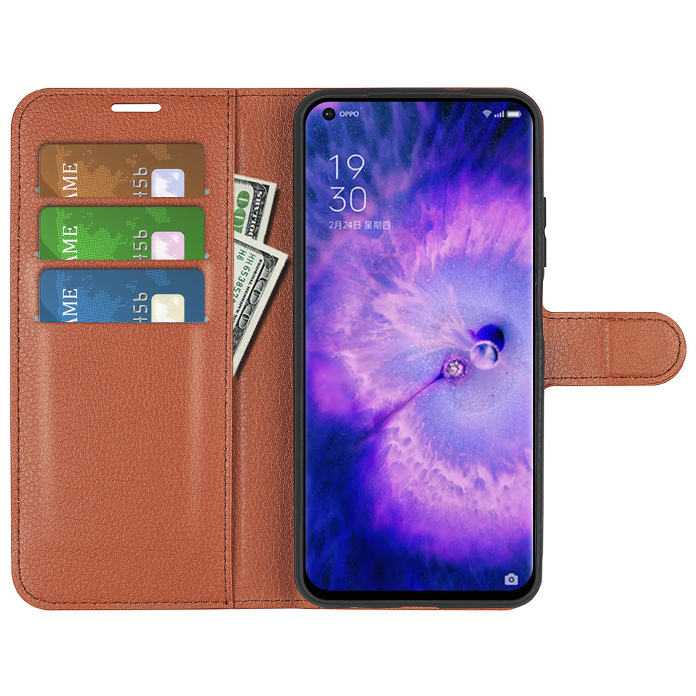 PU Leather Smartphone Cover Bag for Oppo Find X5, Wallet Anti-scratch Litchi Texture Phone Stand Function Dustproof Case