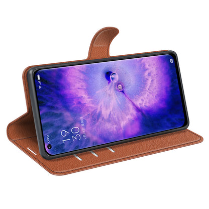 PU Leather Smartphone Cover Bag for Oppo Find X5, Wallet Anti-scratch Litchi Texture Phone Stand Function Dustproof Case