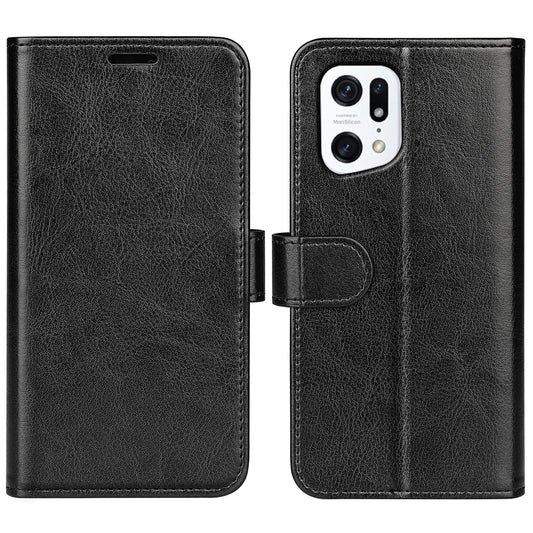 For Oppo Find X5 Phone Cover Crazy Horse Texture Folio Flip Leather Wallet Stand Phone Case