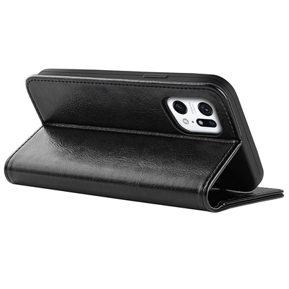 For Oppo Find X5 Phone Cover Crazy Horse Texture Folio Flip Leather Wallet Stand Phone Case