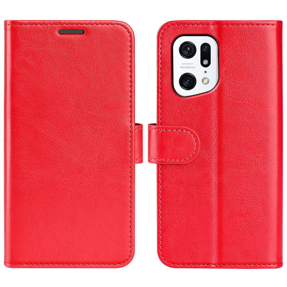 For Oppo Find X5 Phone Cover Crazy Horse Texture Folio Flip Leather Wallet Stand Phone Case