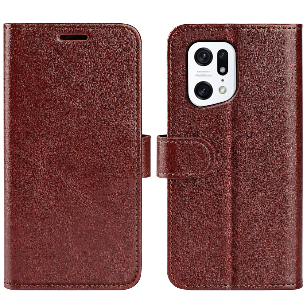 For Oppo Find X5 Phone Cover Crazy Horse Texture Folio Flip Leather Wallet Stand Phone Case