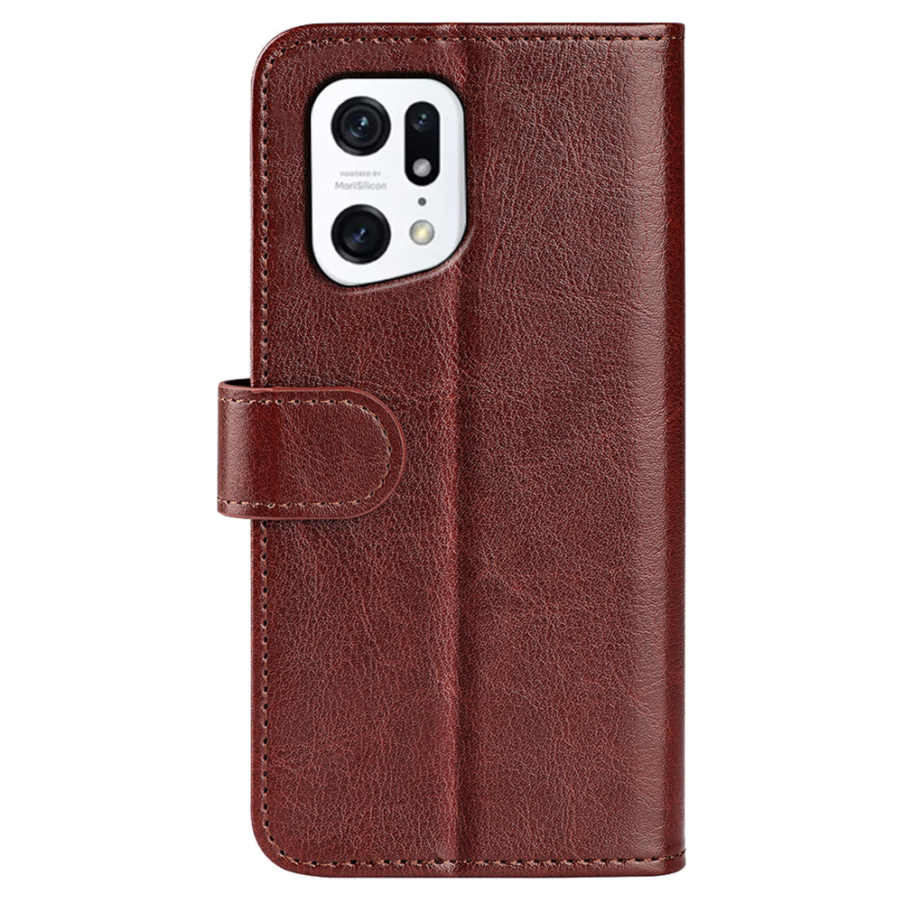 For Oppo Find X5 Phone Cover Crazy Horse Texture Folio Flip Leather Wallet Stand Phone Case