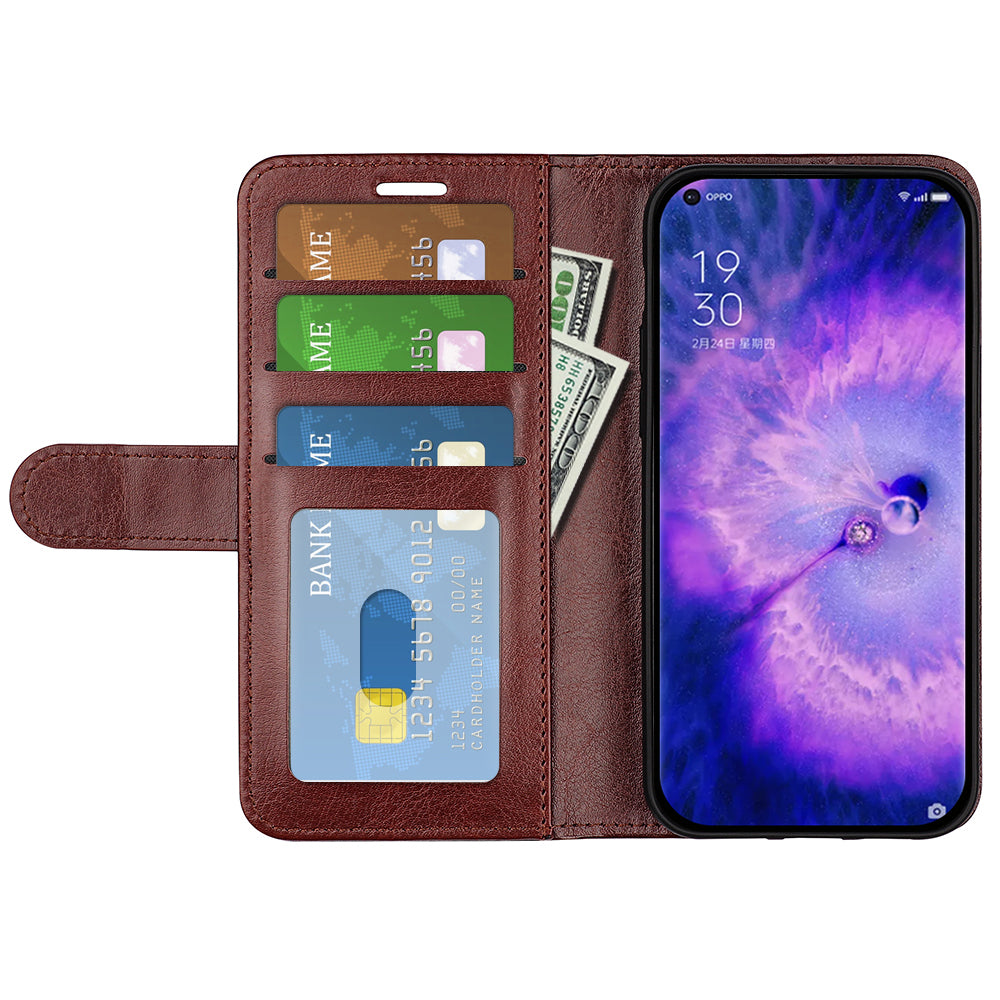 For Oppo Find X5 Phone Cover Crazy Horse Texture Folio Flip Leather Wallet Stand Phone Case