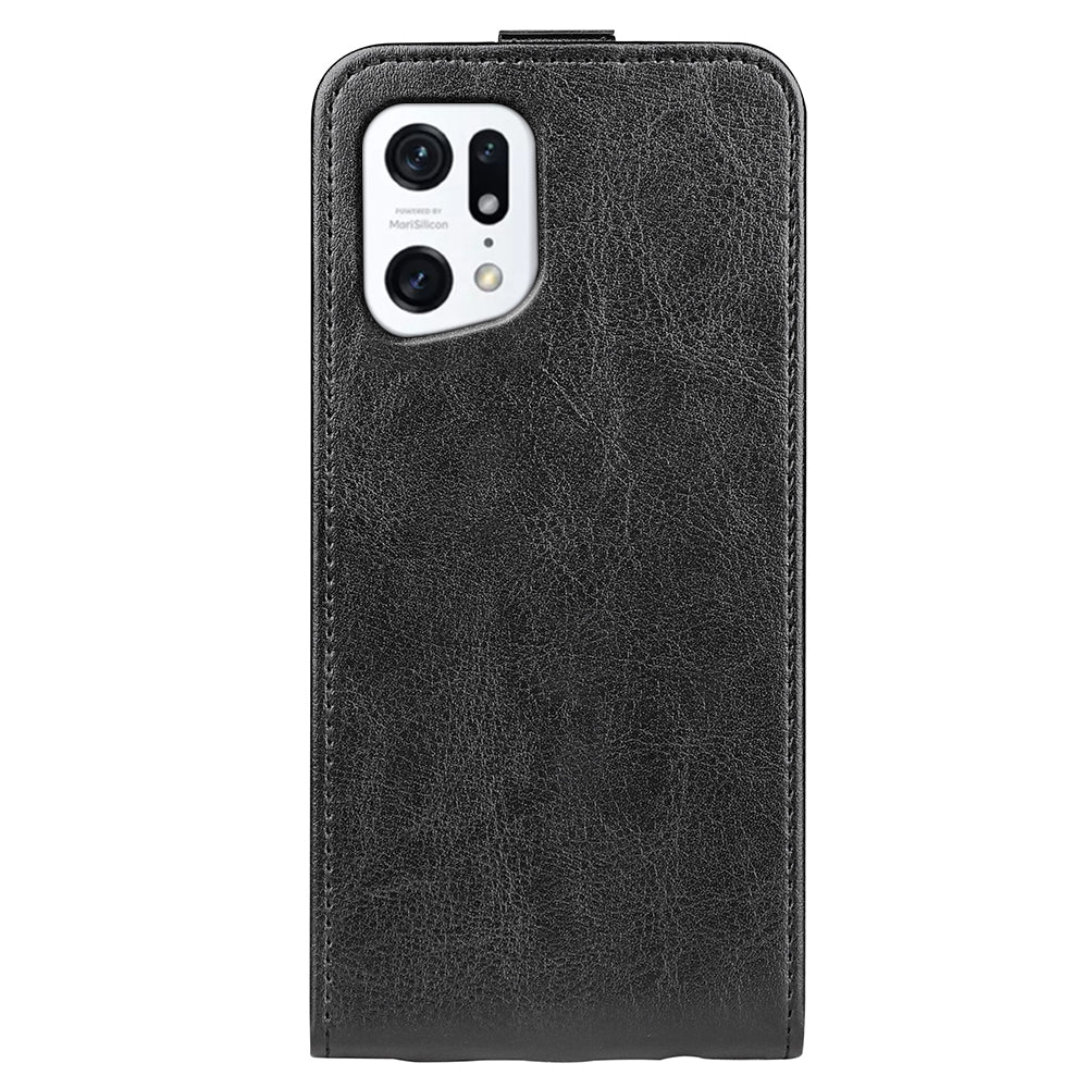 For Oppo Find X5 Crazy Horse Texture PU Leather Vertical Flip Case Card Holder Phone Shell