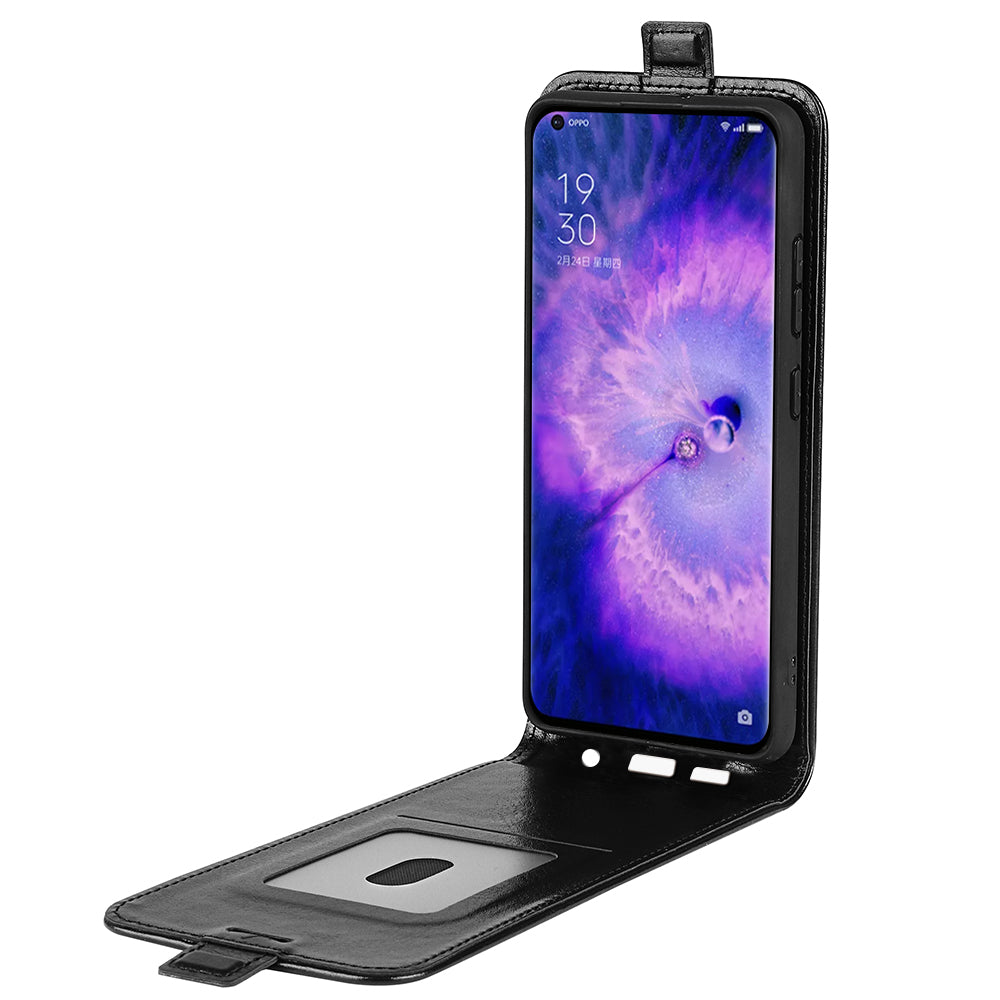 For Oppo Find X5 Crazy Horse Texture PU Leather Vertical Flip Case Card Holder Phone Shell