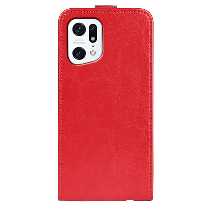 For Oppo Find X5 Crazy Horse Texture PU Leather Vertical Flip Case Card Holder Phone Shell