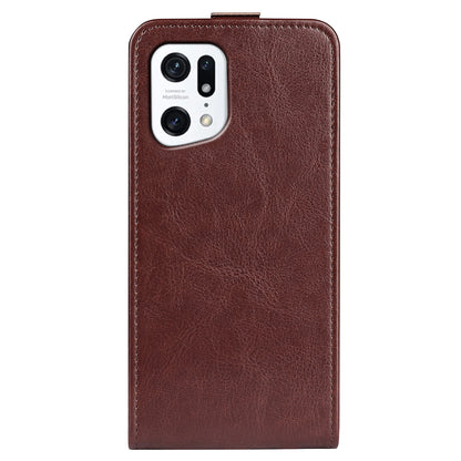 For Oppo Find X5 Crazy Horse Texture PU Leather Vertical Flip Case Card Holder Phone Shell