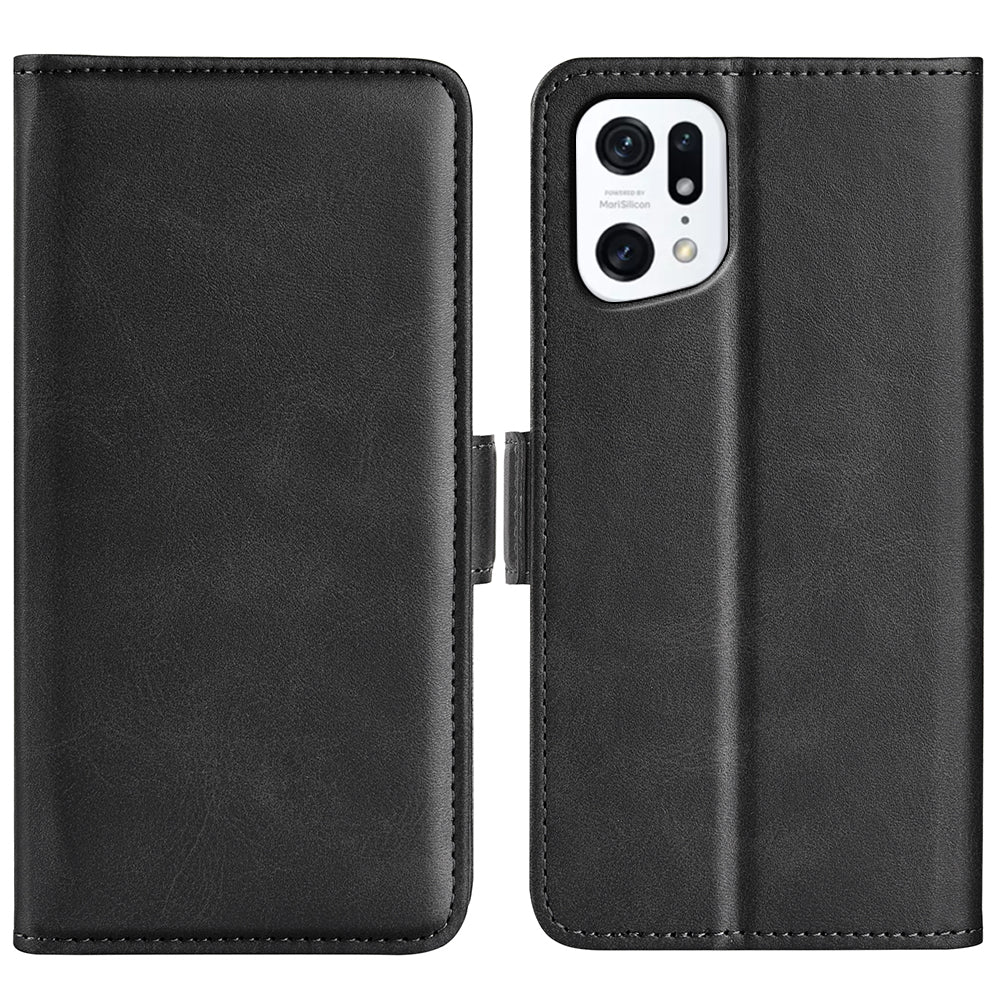 For Oppo Find X5 Textured PU Leather Phone Case Foldable Stand Wallet Function Shockproof Phone Cover