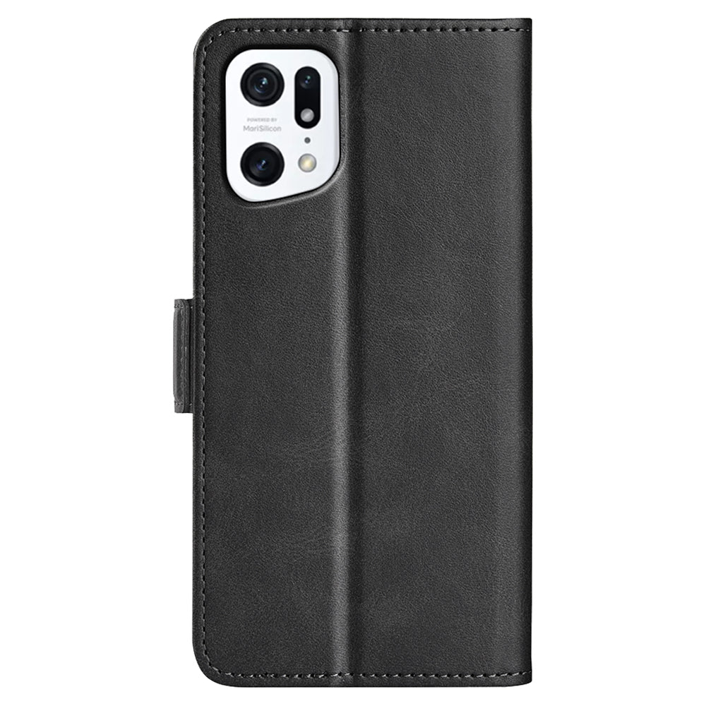 For Oppo Find X5 Textured PU Leather Phone Case Foldable Stand Wallet Function Shockproof Phone Cover