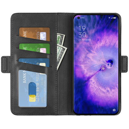 For Oppo Find X5 Textured PU Leather Phone Case Foldable Stand Wallet Function Shockproof Phone Cover