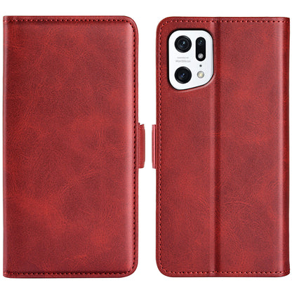 For Oppo Find X5 Textured PU Leather Phone Case Foldable Stand Wallet Function Shockproof Phone Cover