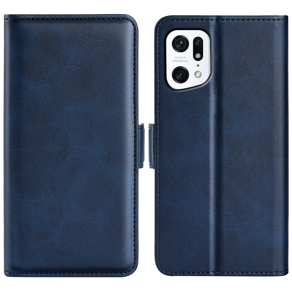 For Oppo Find X5 Textured PU Leather Phone Case Foldable Stand Wallet Function Shockproof Phone Cover