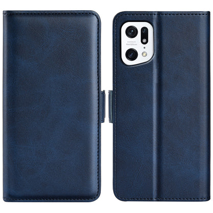 For Oppo Find X5 Textured PU Leather Phone Case Foldable Stand Wallet Function Shockproof Phone Cover