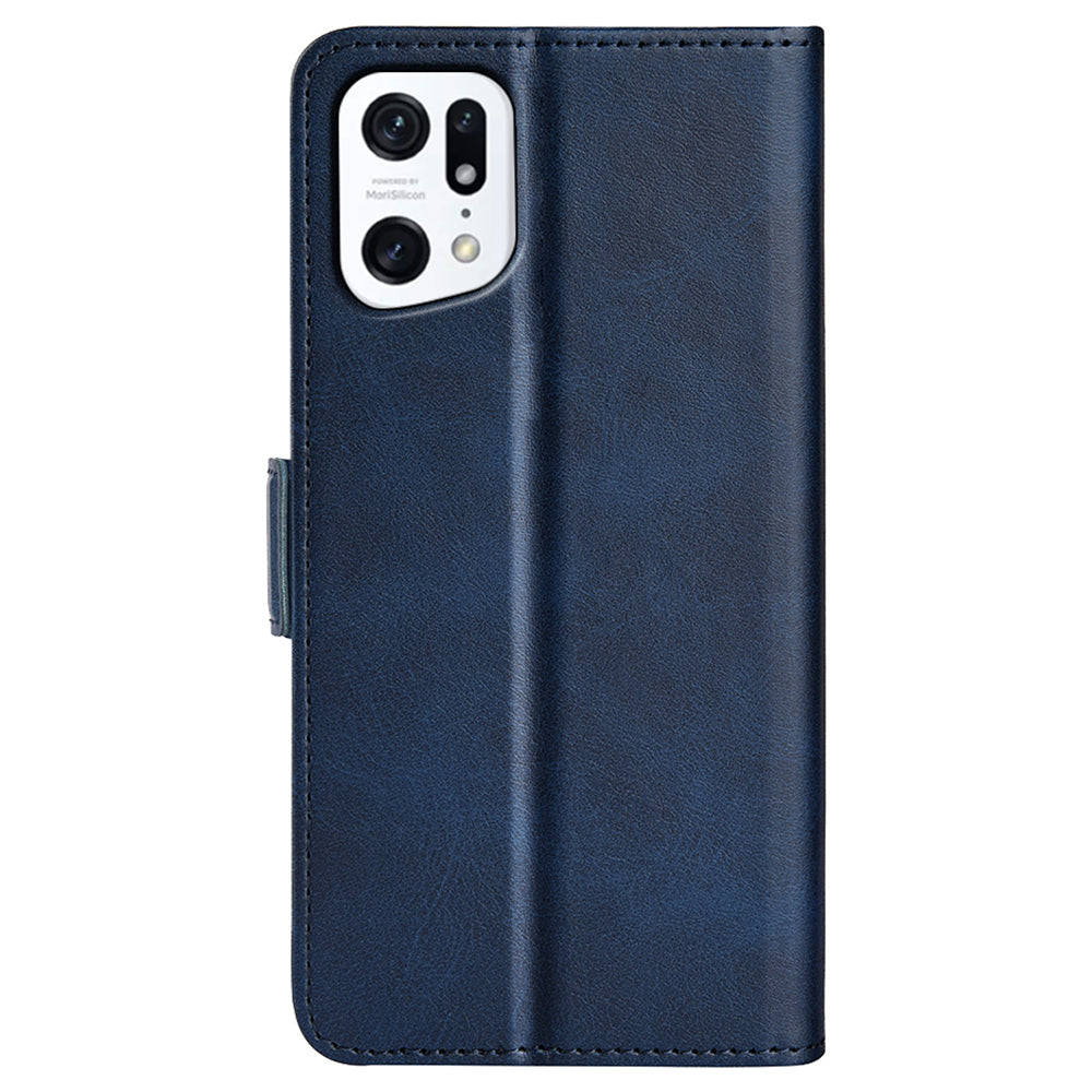 For Oppo Find X5 Textured PU Leather Phone Case Foldable Stand Wallet Function Shockproof Phone Cover