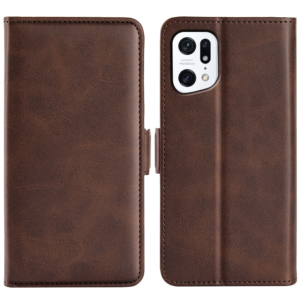 For Oppo Find X5 Textured PU Leather Phone Case Foldable Stand Wallet Function Shockproof Phone Cover