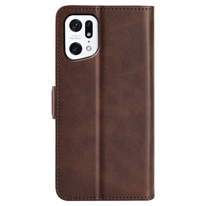 For Oppo Find X5 Textured PU Leather Phone Case Foldable Stand Wallet Function Shockproof Phone Cover