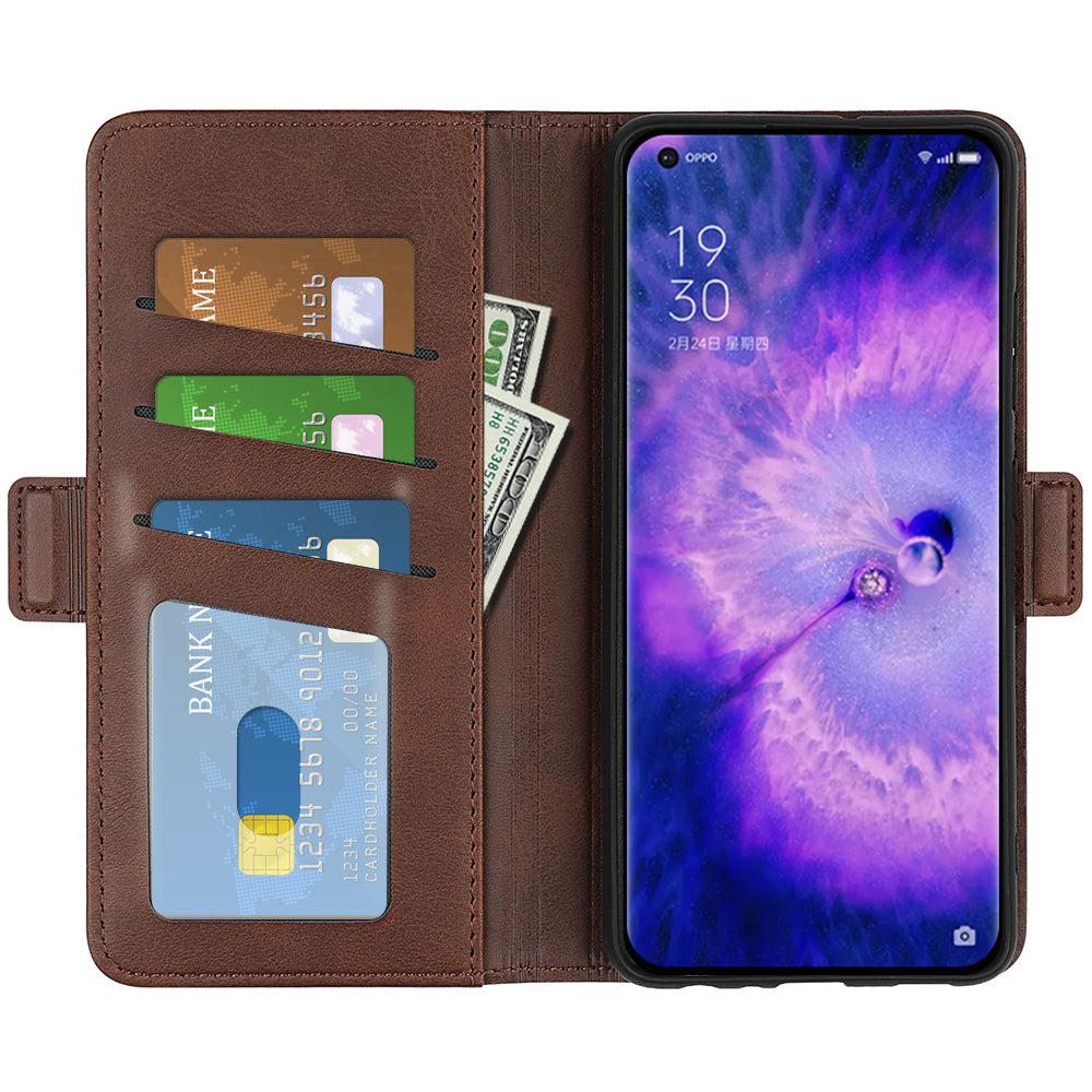 For Oppo Find X5 Textured PU Leather Phone Case Foldable Stand Wallet Function Shockproof Phone Cover