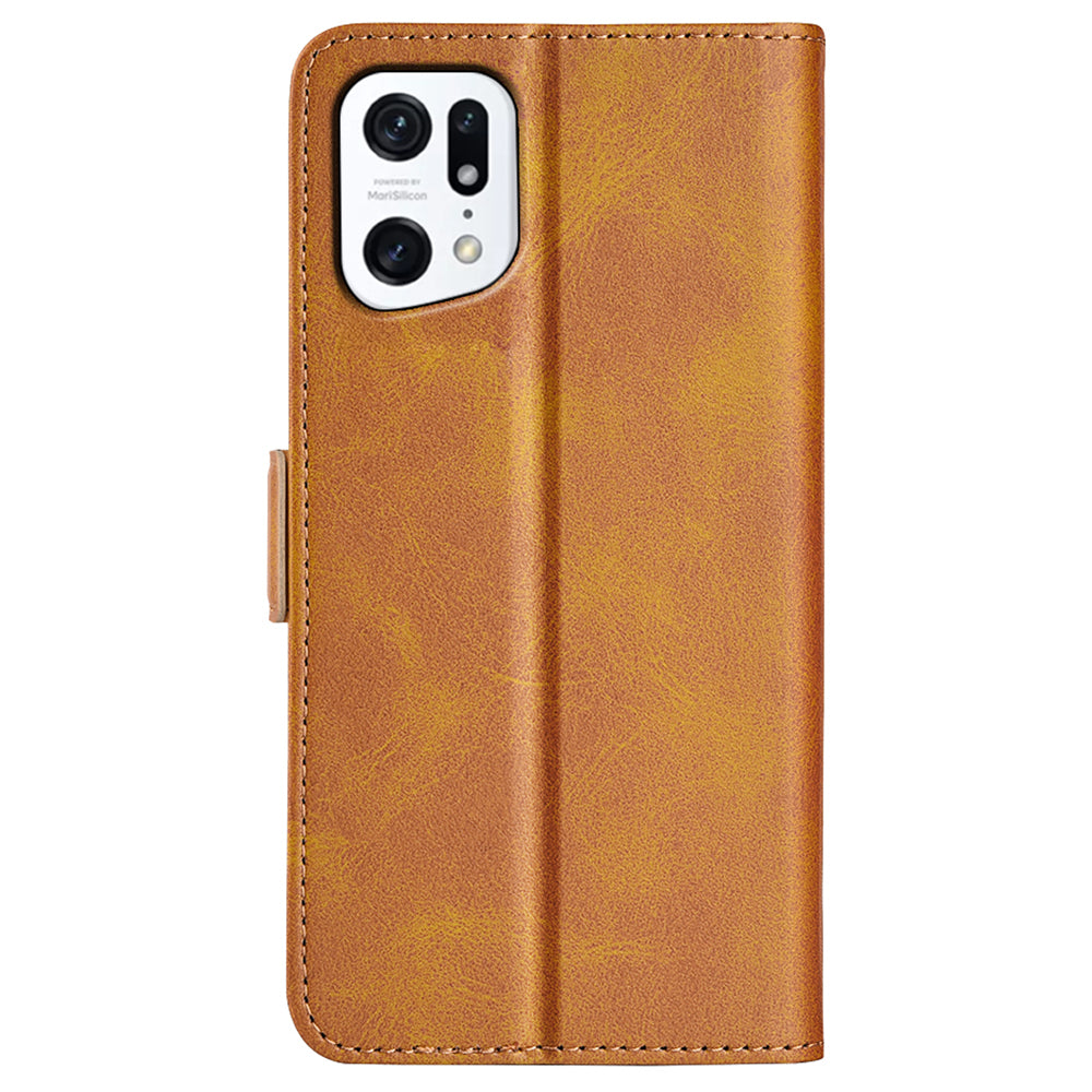 For Oppo Find X5 Textured PU Leather Phone Case Foldable Stand Wallet Function Shockproof Phone Cover