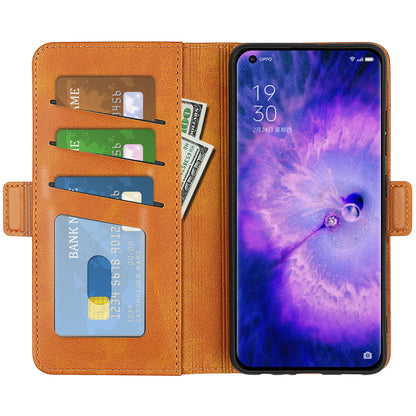 For Oppo Find X5 Textured PU Leather Phone Case Foldable Stand Wallet Function Shockproof Phone Cover