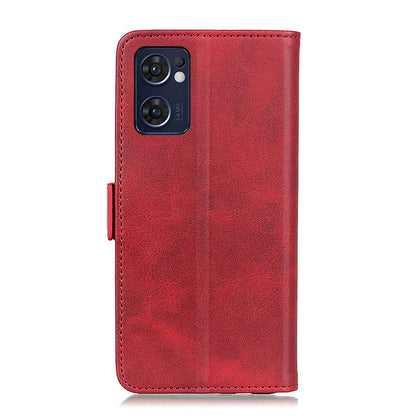 For Oppo Reno7 5G (Global)/Find X5 Lite Textured PU Leather Shockproof Phone Case Magnetic Clasp Wallet Stand Cover