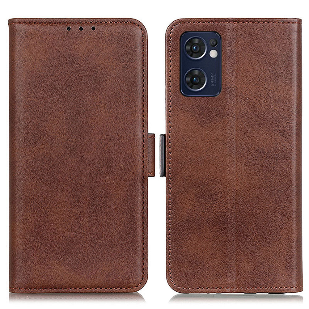 For Oppo Reno7 5G (Global)/Find X5 Lite Textured PU Leather Shockproof Phone Case Magnetic Clasp Wallet Stand Cover