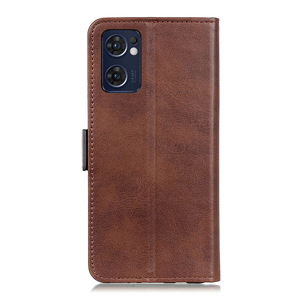 For Oppo Reno7 5G (Global)/Find X5 Lite Textured PU Leather Shockproof Phone Case Magnetic Clasp Wallet Stand Cover